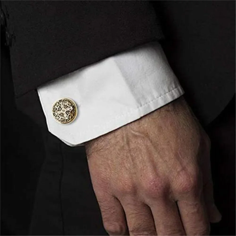 Men's Gold Cufflinks and Tuxedo Studs with Gift Box